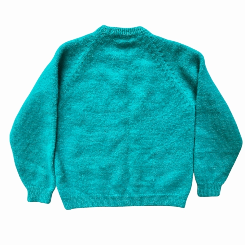 Vintage Kapai Crafts Sheep Sweater 100% Wool Turquoise Women's Size Small - Picture 5 of 7